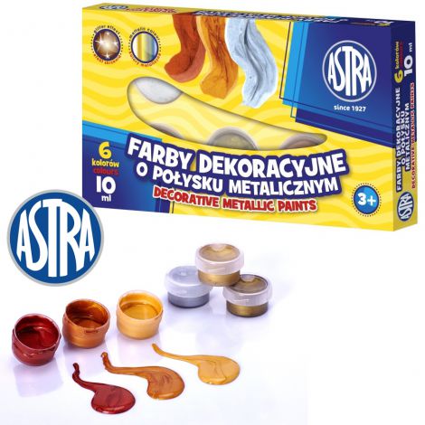 Farby dekoracyjne Astra metaliczny połysk, 6 kolorów, 10 ml - 2
